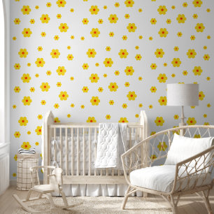 Vintag Gelbe Retro Daisy Blume Peel and Stick Tapete