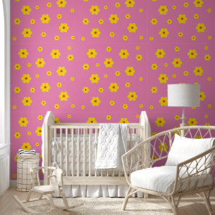 Vintag Gelbe Retro Daisy Blume Peel and Stick Tapete