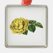 Vintag-Gelbe Rose Silbernes Ornament (Vorne)