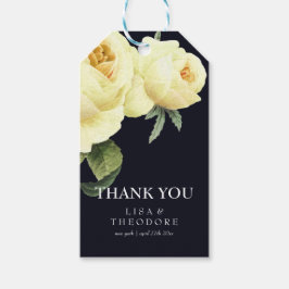 Vintag Gelbe Rose und Blau Danke Hochzeit Geschenkanhänger