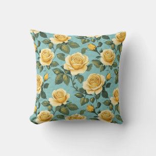 Vintag Gelbe Rosen - elegantes botanisches Design Kissen