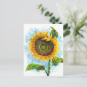 Vintag Gelbe Sonnenblume Postkarte (Stehend Vorderseite)