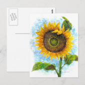 Vintag Gelbe Sonnenblume Postkarte (Vorne/Hinten)