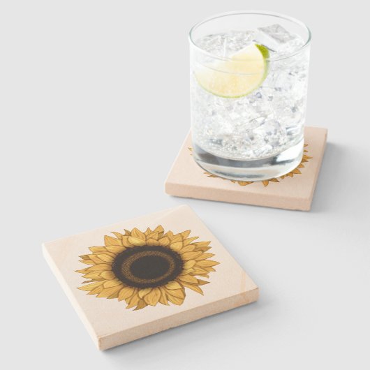 Vintag Gelbe Sonnenblume Untersetzer (Seitenansicht)