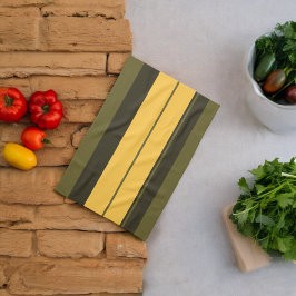 Vintag Gelbe und grüne Streifen Geschirrtuch