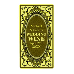 Vintag-Gelbe Viktorianische Hochzeitweinetiketten