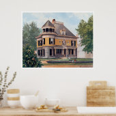 Vintag-Gelbe Viktorianische Zuhause Poster (Küche)