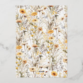 Vintag Gelbe Wildblumen Brautparty Folieneinladung (Rückseite)