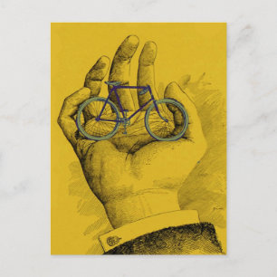 Vintag Gelbes Handfahrrad Humorisches Fahrrad Postkarte