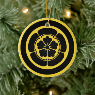 Vintag-Gelbes Schwarzes Oda Japan MASTER Kunst Keramik Ornament