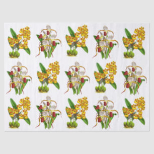 Vintag Gelborange weiße Orchideen Blume Seidenpapier