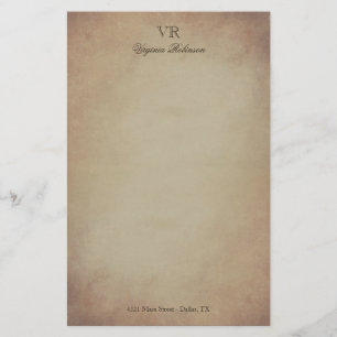 Vintag Gelbpapiermonogramm und Individuelle Name Briefpapier