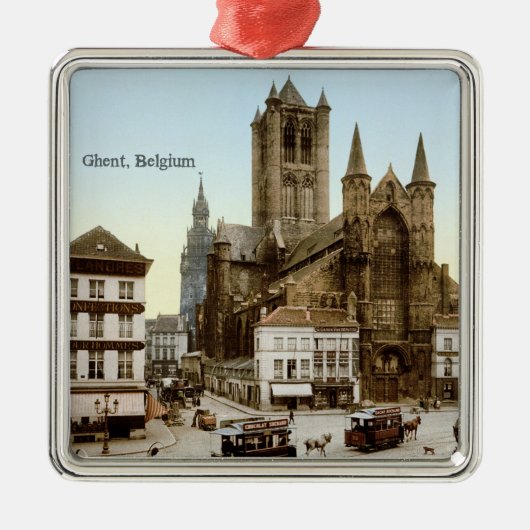 Vintag - Gent, Belgien Silbernes Ornament (Vorne)