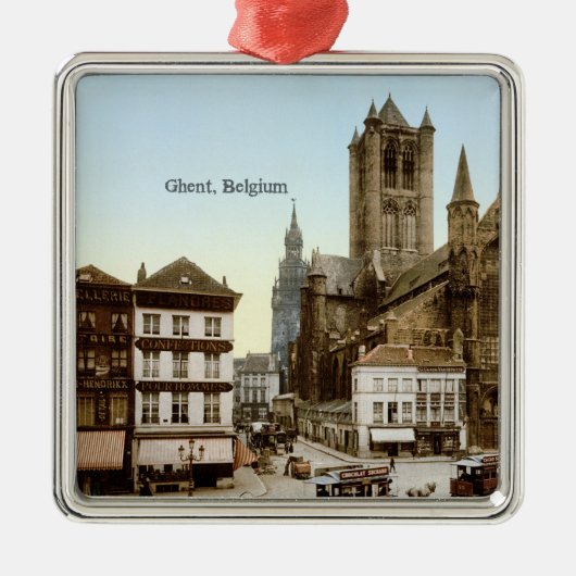Vintag - Gent, Belgien Silbernes Ornament (Vorne)