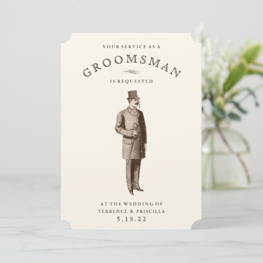 Vintag Gent | Trauzeuge Request Card Einladung (Stehend Vorderseite)