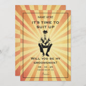 Vintag Gentleman Anzug Trauzeuge Einladung (Vorne/Hinten)