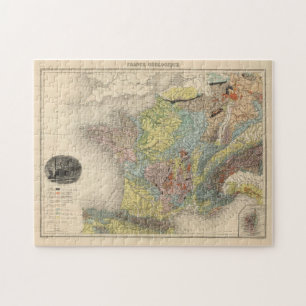 Vintag Geology Map of France (1892) Puzzle