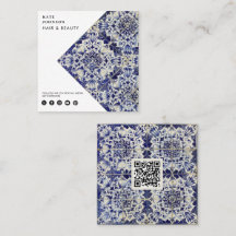 Vintag Geometric Blue QR Code Social Media