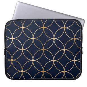 Vintag Geometrie: Gold Blue Abstrakt Laptopschutzhülle