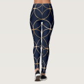 Vintag Geometrie: Gold Blue Abstrakt Leggings (Rückseite)