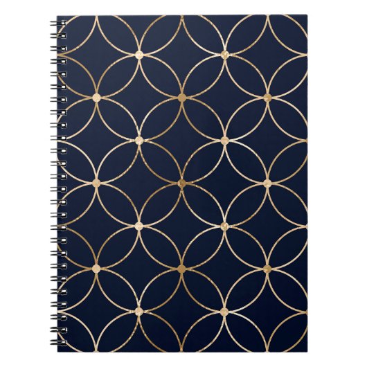 Vintag Geometrie: Gold Blue Abstrakt Notizblock (Vorderseite)