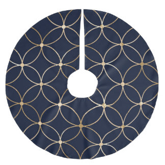 Vintag Geometrie: Gold Blue Abstrakt Polyester Weihnachtsbaumdecke