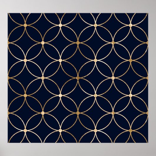 Vintag Geometrie: Gold Blue Abstrakt Poster (Vorne)