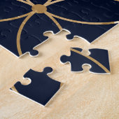 Vintag Geometrie: Gold Blue Abstrakt Puzzle (Seite)