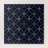 Vintag Geometrie: Gold Blue Abstrakt Puzzle (Horizontal)