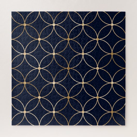Vintag Geometrie: Gold Blue Abstrakt Puzzle (Vertikal)