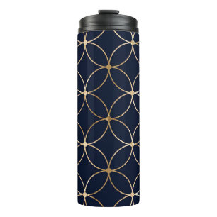 Vintag Geometrie: Gold Blue Abstrakt Thermosbecher
