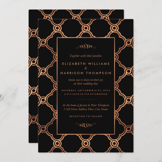 Vintag Geometrische Art Deco Gatsby Hochzeit Einladung (Vorne/Hinten)