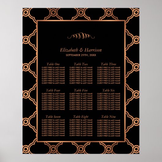 Vintag Geometrische Art Deco Gatsby Hochzeitssitze Poster (Vorne)