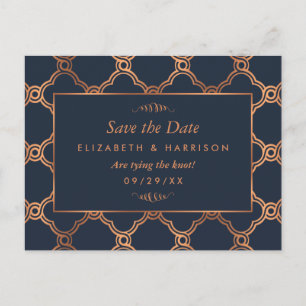 Vintag Geometrische Art Deco Gatsby Save the Date Ankündigungspostkarte