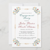 Vintag Geometrische, klassische Motif-Engagement Einladung (Vorderseite)