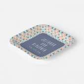 Vintag geometrische Tiles Motif Blue Wedding Custo Pappteller (Gewinkelt)