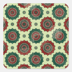Vintag geometrischer Kreis Dots Boho Mandala Quadratischer Aufkleber