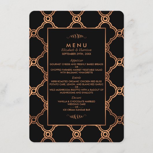 Vintag Geometrisches Art Deco Gatsby Wedding Menu Menükarte (Vorderseite)
