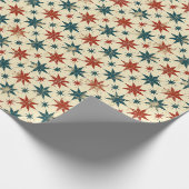 Vintag Geometrisches Sternmuster mit Rot und Blau Geschenkpapier (Ecke)