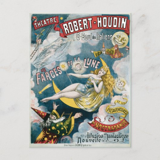 Vintag George Melies Illusion Fantastique Postkarte (Vorderseite)