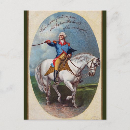 Vintag George Washington auf Horseback Postkarte (Vorderseite)