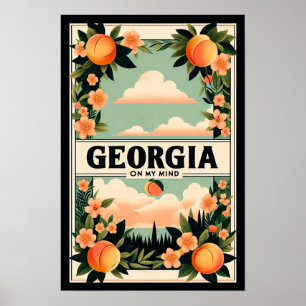 Vintag Georgia Peach Travel Poster