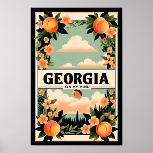 Vintag Georgia Peach Travel Poster (Vorne)