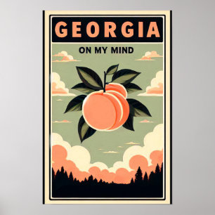 Vintag Georgia Peach Travel Poster