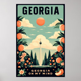 Vintag Georgia Peach Travel Poster