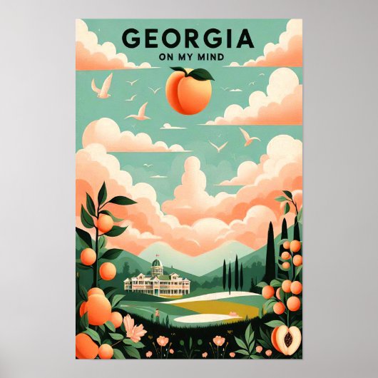 Vintag Georgia Peach Travel Poster (Vorne)