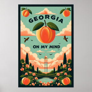 Vintag Georgia Peach Travel Poster