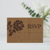 Vintag geprägte Rose rustikale Hochzeitskarte RSVP (Stehend Vorderseite)