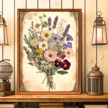 Vintag gepresste Blume Bouquet Weitblick