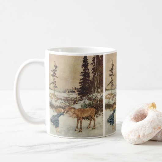 Vintag Gerda und Reindeer von Edmund Dulac Kaffeetasse (Mit Donut)